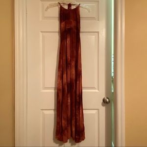 Red Tie Dye Maxi Sleeveless Dress